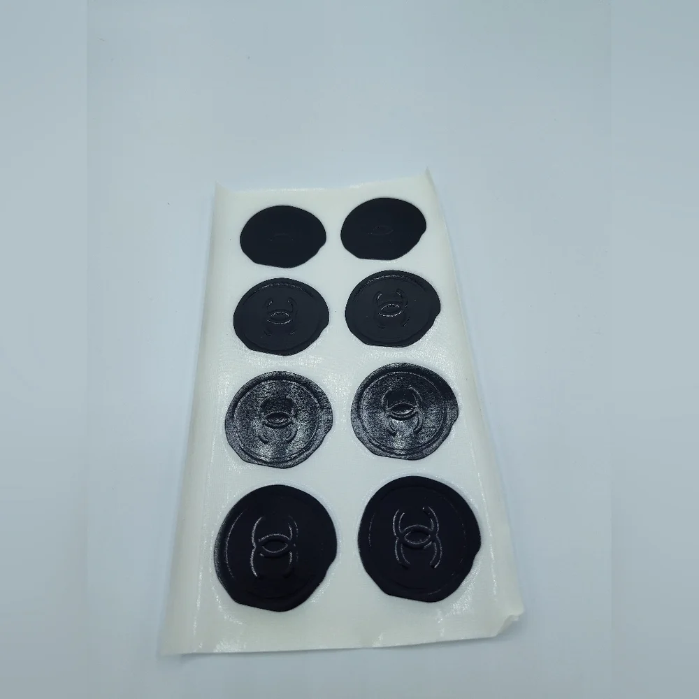 CHANEL Black CC Wax Seal Stickers • Full Sheet of 8 • Authentic Gift Seals